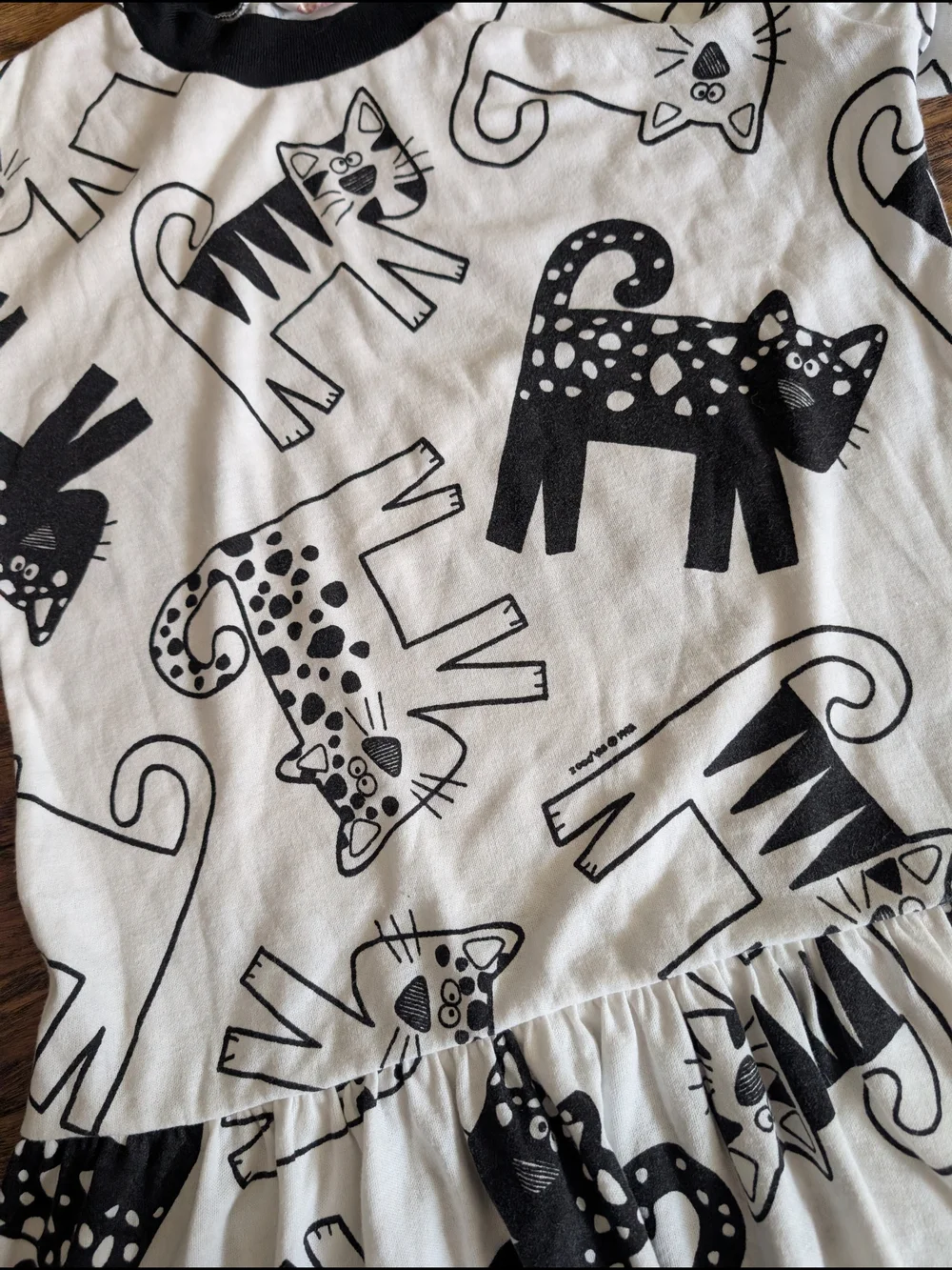 $‎ 💥3/$24 Vintage Zoodles Girls' Black & White Cat Print Casual Dress